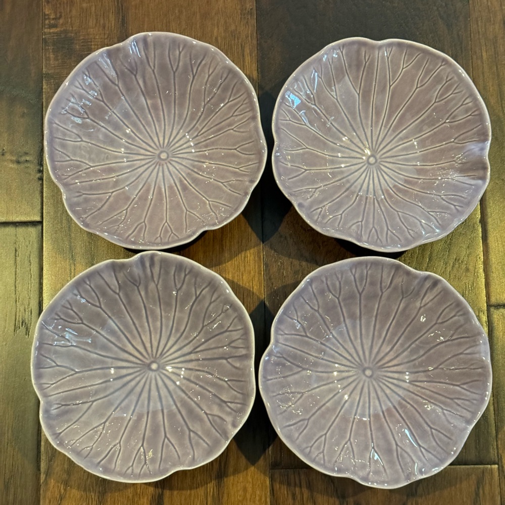 4 Metlox Potteries Poppy Trail Lotus Lilac Purple Coupe Cereal Bowls 6.75" USA